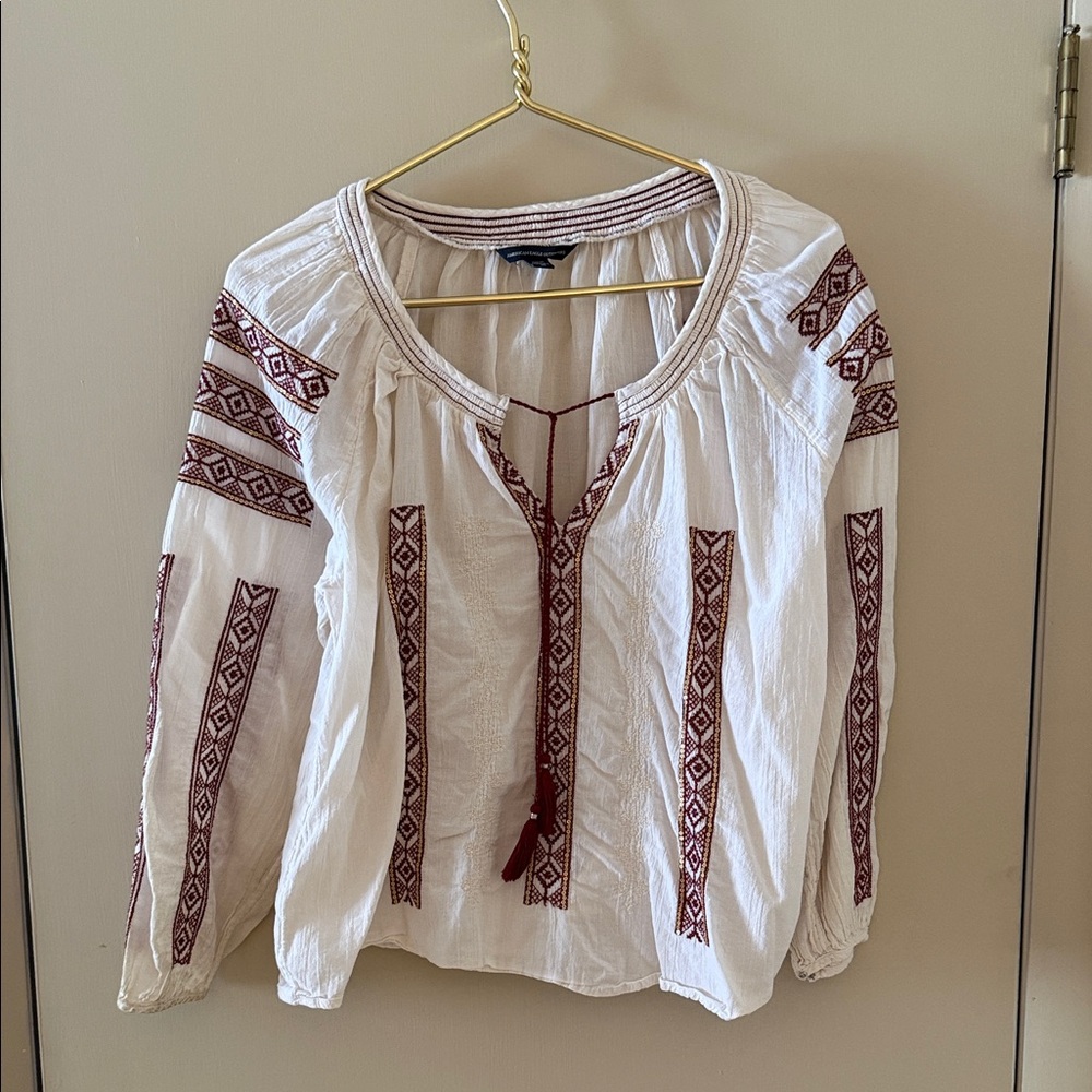 American Eagle Boho Peasant Top
